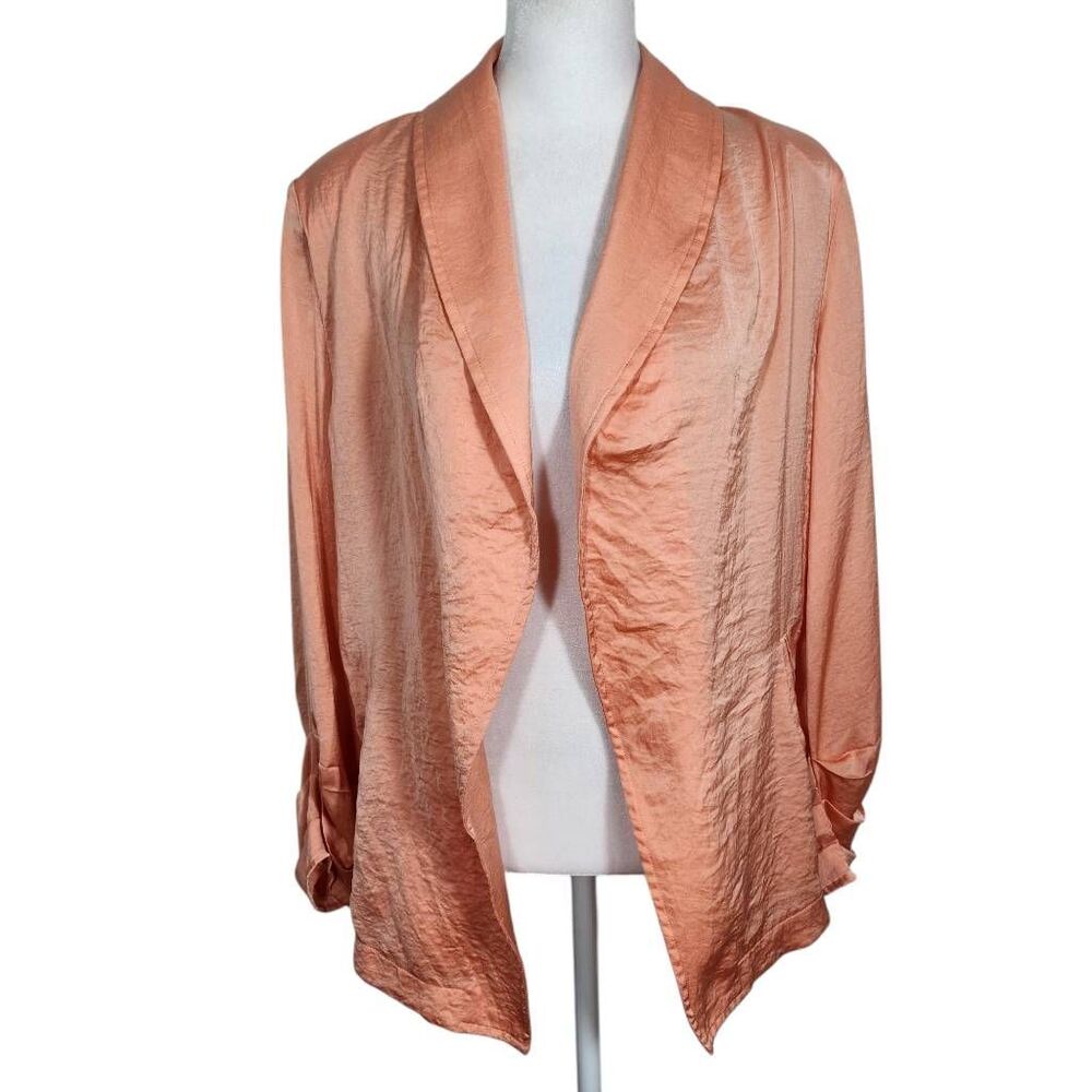 143 Story Peach Satin Blazer NWT Size Small Crinkled Tangerine Blazer